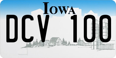 IA license plate DCV100