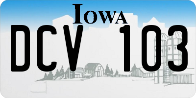 IA license plate DCV103