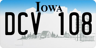 IA license plate DCV108
