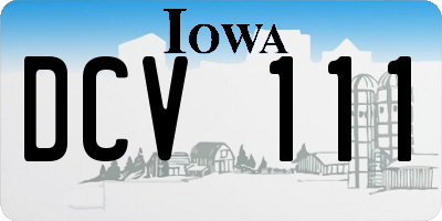 IA license plate DCV111