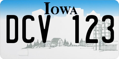 IA license plate DCV123