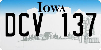 IA license plate DCV137