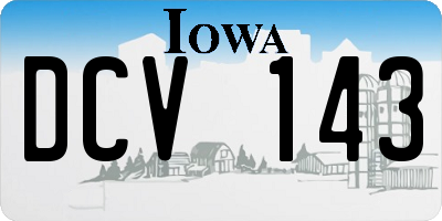 IA license plate DCV143