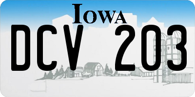IA license plate DCV203