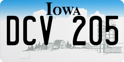 IA license plate DCV205