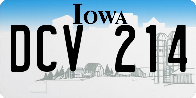 IA license plate DCV214