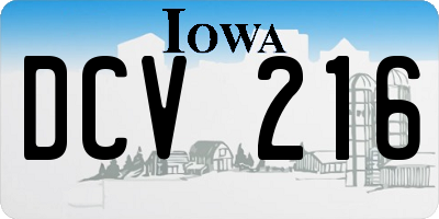 IA license plate DCV216