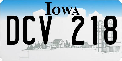 IA license plate DCV218