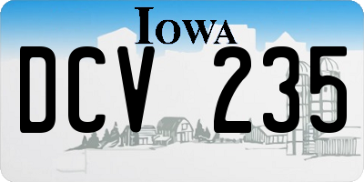 IA license plate DCV235