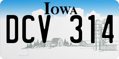 IA license plate DCV314