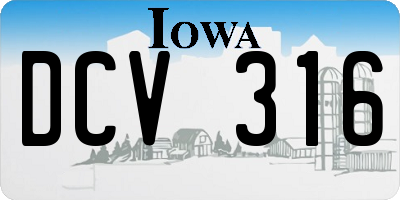 IA license plate DCV316
