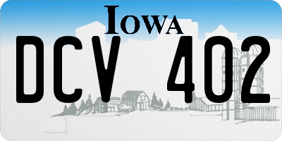 IA license plate DCV402