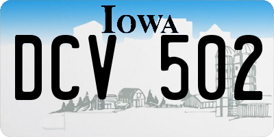 IA license plate DCV502
