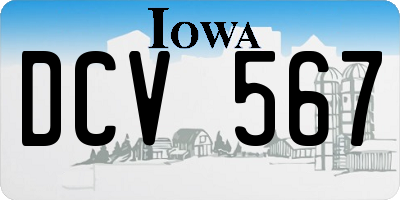 IA license plate DCV567