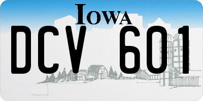 IA license plate DCV601