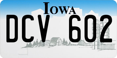 IA license plate DCV602