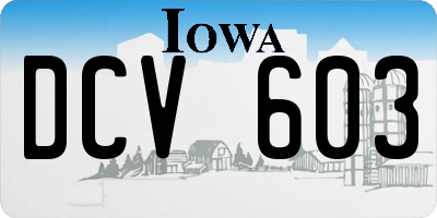 IA license plate DCV603