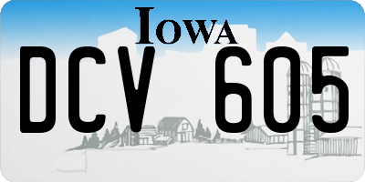 IA license plate DCV605
