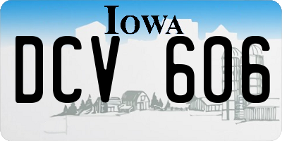 IA license plate DCV606