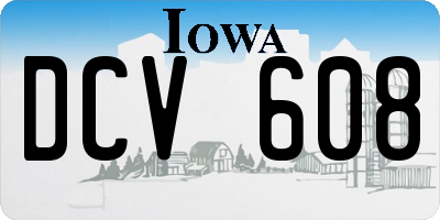 IA license plate DCV608