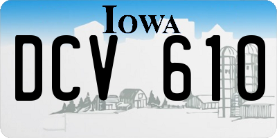IA license plate DCV610