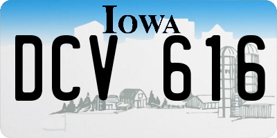 IA license plate DCV616