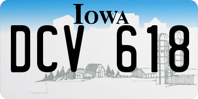 IA license plate DCV618