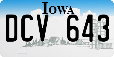 IA license plate DCV643
