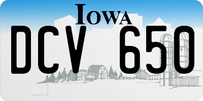 IA license plate DCV650