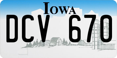 IA license plate DCV670