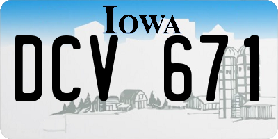 IA license plate DCV671