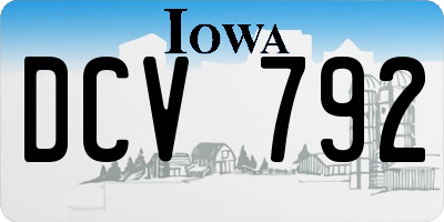 IA license plate DCV792
