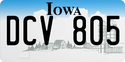 IA license plate DCV805