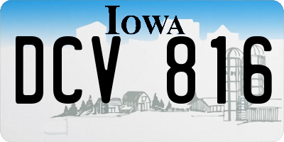 IA license plate DCV816