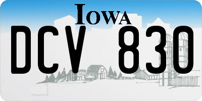 IA license plate DCV830