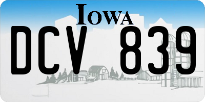 IA license plate DCV839