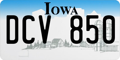 IA license plate DCV850