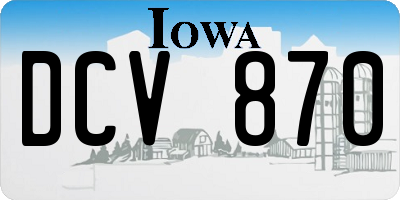 IA license plate DCV870