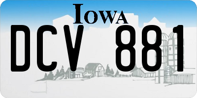 IA license plate DCV881