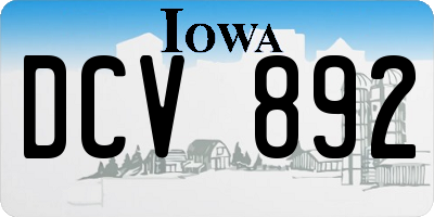 IA license plate DCV892