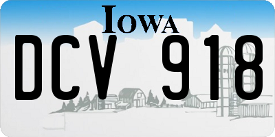IA license plate DCV918