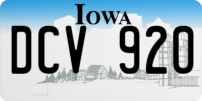 IA license plate DCV920