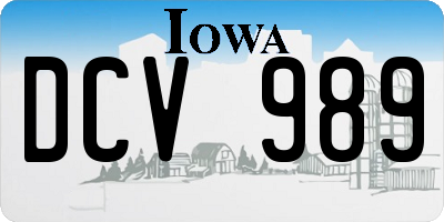 IA license plate DCV989