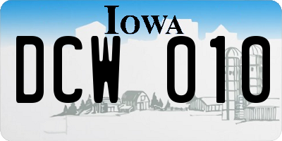 IA license plate DCW010