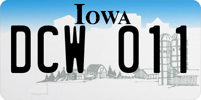 IA license plate DCW011