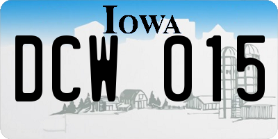 IA license plate DCW015
