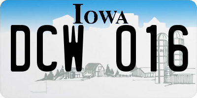 IA license plate DCW016