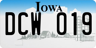 IA license plate DCW019