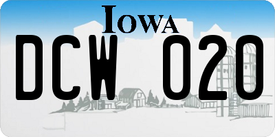 IA license plate DCW020