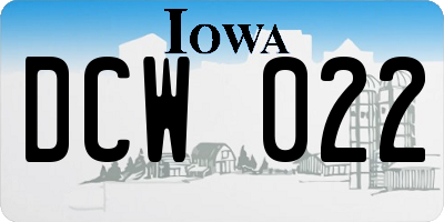 IA license plate DCW022